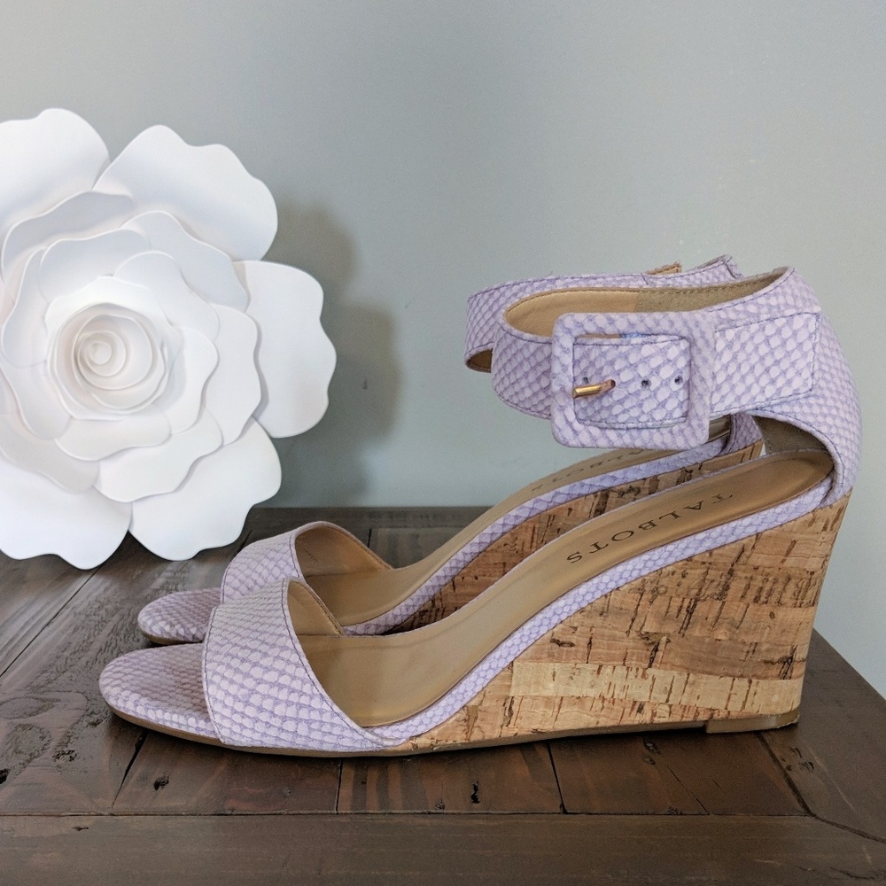 Talbots Lavender Leather Sandal Wedges